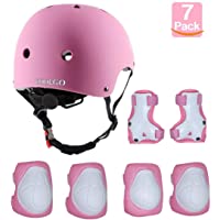 COOLGO Casco Bici Niño- 7 In 1 Set de protección para niños- Casco y Coderas- Rodilleras- para IR con Patines- Bici…